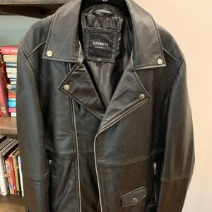 Real Black Leather Jacket - Slim Fit - Sz L (Barney's)